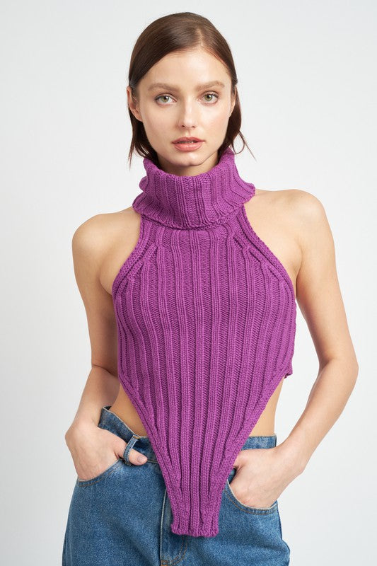 KNIT TURTLE NECK TOP